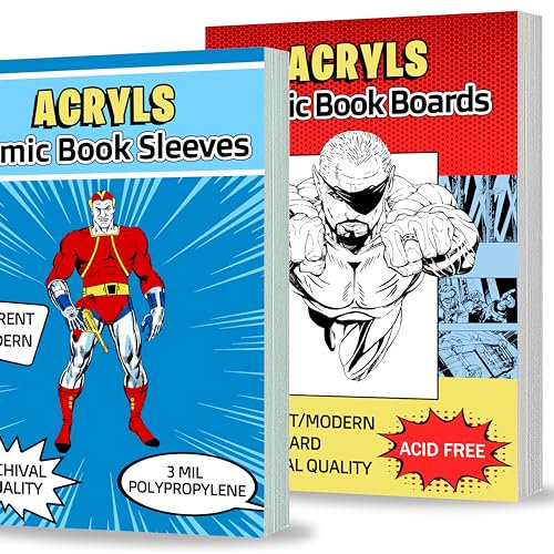 Acryls Uk Comic Book Bags - 27 x 18cm Acid Free Crystals Clear Sleeves & Backing Boards 27 x 17.3 cm for Comics (50 Bags + 50 Boards)