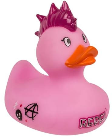 MIBANDERA Canard en caoutchouc de salle de bain Canards en caoutchouc Canard de voiture résistant à l'eau et à la sale, idéal pour le bain de bébé, à partir de 6 mois, certifié UE (Patito Punk)