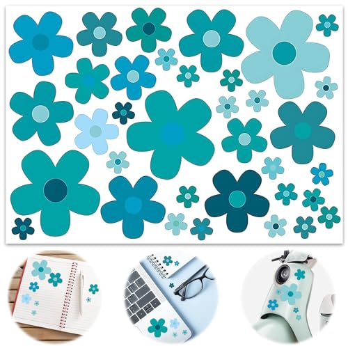 Aufkleber Blumen, Prilblumen Sticker Aufkleber Fahrrad Wasserfeste Sticker, Aufkleber-Set Blumen Fahrrad Aufkleber Blumen Auto Sticker für Fahrrad Laptop Auto Motorrad Handy Notizbuch (grüner)