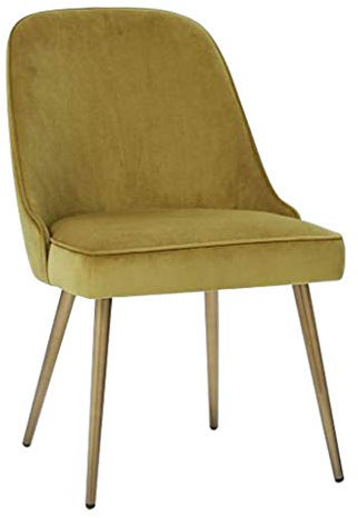 SugeS Esszimmerstühle Gelb – Quadratischer, gepolsterter Samt-Rückenlehnen-Wohnzimmer-Gästestuhl, Moderne armlose Küchen-Beistellstühle mit Metallbeinen (Höhe 89 cm)