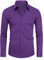 DEMEANOR Chemises d'affaires à manches longues pour hommes, chemises ajustées, chemises infroissables, chemises décontractées pour hommes, violet, L