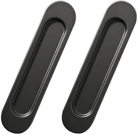 Juleioube 2 Pack Self-Stick Sliding Door Pulls Multifunctional Matte Black Metal Sliding Door Pulls150mm Flush Door Handles for Cabinets Windows Refrigerators Furniture Drawers Glass Doors