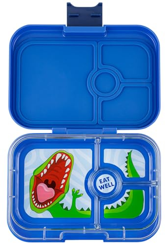 Yumbox Panino - Lonchera Bento a prueba de fugas para niños y adultos (Surf Blue Dino), 4 comparaciones, perfecta para almuerzo empaquetado en sándwich, compacta de 8.5 x 6 x 1.8 pulgadas, porciones