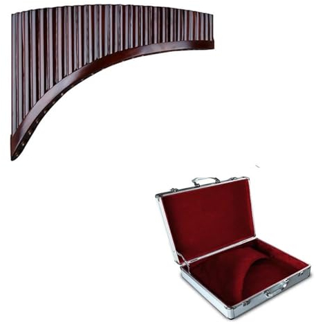 pan flute for beginners Upscale Handmade Panpipes 25 Pipe G Key Brown Instrument Wind Panflute (Color : Right add box)