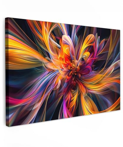MuchoWow© Leinwand Groß 120x80 cm XXL Deko Schlafzimmer Aesthetic Leinwandbilder Wohnzimmer Gemälde Foto Geschenk Living Room Decoration Bunt - Farbenfroh - Muster - Schwarz - Farben