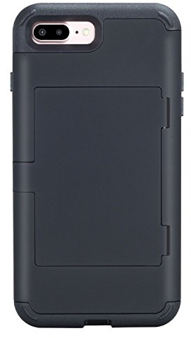 Für iPhone 7 Plus, ultradünn, doppeltes Brieftaschen-Design und Kartenschlitz, 3-in-1, 3-in-1-Anti-Reflektor (schwarz)