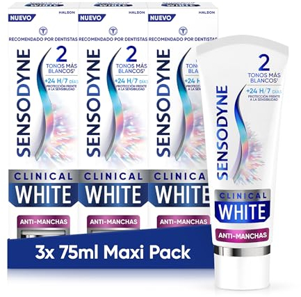 Sensodyne Clinical White Sensodyne Anti-Flecken-Zahnpasta, Minzgeschmack, Sensitivity-Schutz, 3 x 75 ml