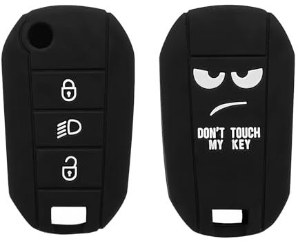 Coque porte-clés accessoires pièces de rechange housse de clé télécommande étui en silicone pour clé voiture pour Peugeot 208 308 3008 2008 307 pour Peugeot 508 407 Expert Rifter Partner (Noir)