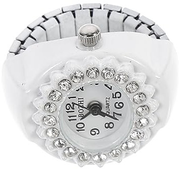 SAFIGLE 1Stk Ringuhr Fingerring Schmuck herren diamantringe Fingeruhr für Männer Uhrenring damenringe trail bell Digitaluhr Herrenring Uhren dekorative Uhr Normaler Glasspiegel Weiß