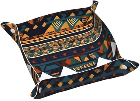 Ledertablett mit afrikanischem Ethno-Muster, Nachttisch, Ledertablett, Organizer, leeren Sie Ihre Taschen, Dekoration, Papa-Tablett