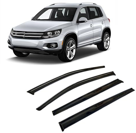 Rumplex Windabweiser Luftabweiser Regenabweiser Seitenfensterabweiser Kompatibel mit VW Tiguan 2016-2024 Autofenster Regenschutz Regenabweiser Anklebbare Deflektoren 4 Stück Externe Passform
