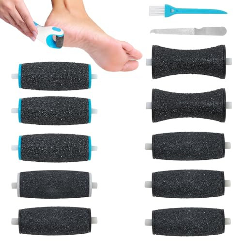 10 cabezales eléctricos de repuesto para limas de pies Scholl Velvet Smooth de repuesto, piedra pómez negra para pies, pedicura, removedor de piel dura, cabezales de rodillos compatibles con limas de