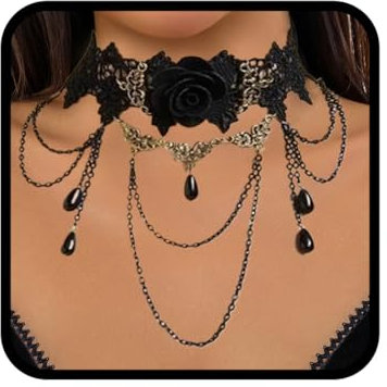 Fashband Blumenspitze Choker Halskette Schwarz Gothic Halsketten Halloween Party Kostüm Halskette Kette für Frauen(B)