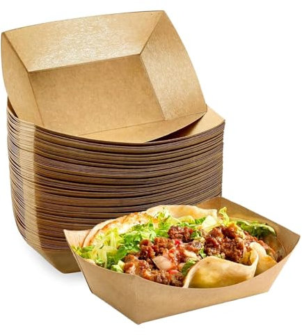 QXCFTW Paper Food Trays,Hot Dog Trays,Takeaway Boxes,Chips Burger BBQ Water Oil Proof Birthday Party Camping (50Pcs)