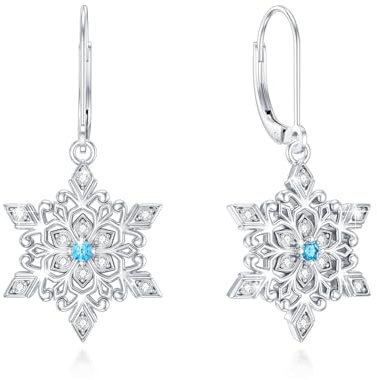 YueYuan Schneeflocken Ohrringe 925 Sterling Silber Urlaubs Ohrringe Winter Ohrringe Schneeflocken Ohrringe Schmuck für Damen als Urlaubs Geschenke