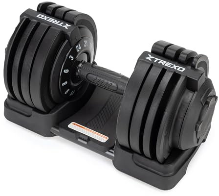 TREXO Verstellbare Hantel 24 kg Gewichtsregulierung mit Drehknopf Gewichte Hantel aus Eisen für Krafttraining Verstellbare Kurzhantel mit Ergonomischem Rutschfestem Griff