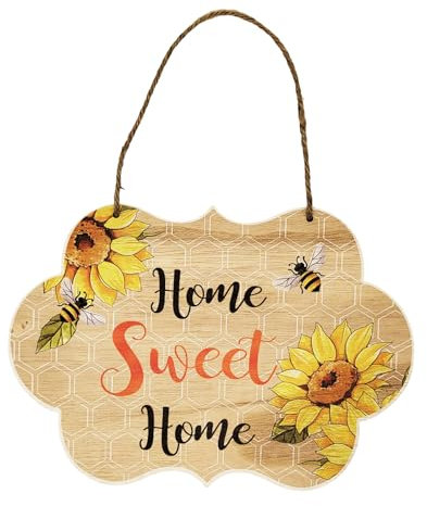 Panneau de bienvenue jour des abeilles Décoration de porte d'entrée en bois Tenture murale Ornement de fête pour l'extérieur Ferme