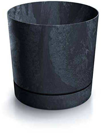 DIKEL Pot de fleurs diamètre 14 cm, hauteur 14 cm, cache-pot aspect béton, en plastique durable, résistant aux intempéries et aux UV, pots de fleurs pour un design élégant de jardin et de pièce, béton