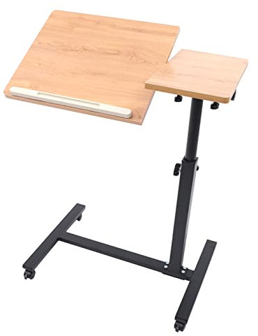 Vielrosse Beistelltisch Höhenverstellbar mit Rollen, 58–90cm Pflegetisch Bett Computertisch Sofatisch für Wohnzimmer Schlafzimmer
