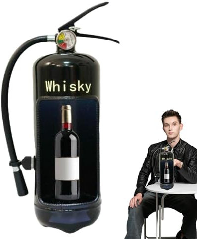 Gvblkq Extincteur pour bouteille de vin, support de rangement pour bouteille de vin en fer, système de rangement pour les amateurs de whisky et pompiers, décoration de bar pour la maison et