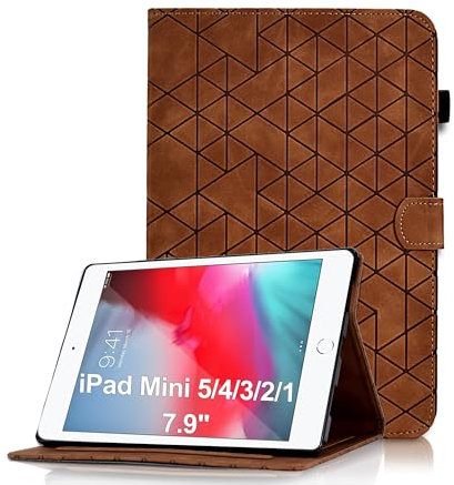 Custodia per iPad Mini 7.9 Pollici, iPad Mini 5/4/3/2/1 Multi-angli Cover con Funzione di Supporto Pelle PU Flip Tablet Case, Auto Sveglia/Sonno per iPad 7.9 Pollici - Marrone