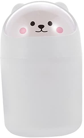ANDRESLAD Poubelle De Bureau Créative Fine Couvercle En Plastique Blanc, Mini-poubelle Compacte Pour Chambre Et Bureau, Poubelle De Table à Usage Domestique Et Professionnel