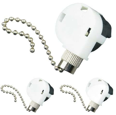 Txelegant Zing Ear ZE-268S2 Pull Chain 3 Speed Fan Switch 4 Wire Rotary Control Brass for Car Auto Boat Household Appliances（White）