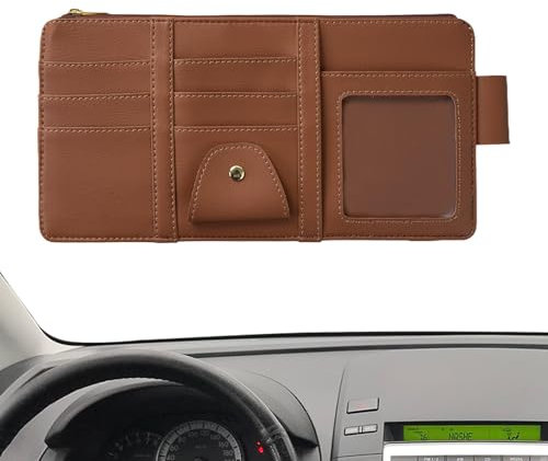 Car Visor Storage Bag, Auto Sun Visor Organizer, Suspension Design, Fabric, Easy Installation, 29x15cm/11.42x5.91 Inches Ideal for Suv, Truck, Rv