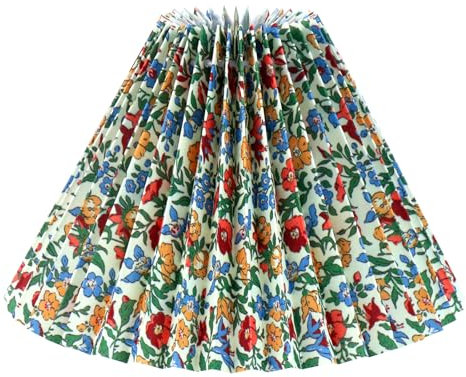 Pantalla Lámpara, Pantalla Lampara Mesa, Pantalla Plisada Floral para Lámparas de Mesa, Lámparas de Mesilla, 8 X 24 X 16 cm, para Bombillas E27, Pantalla de Tela