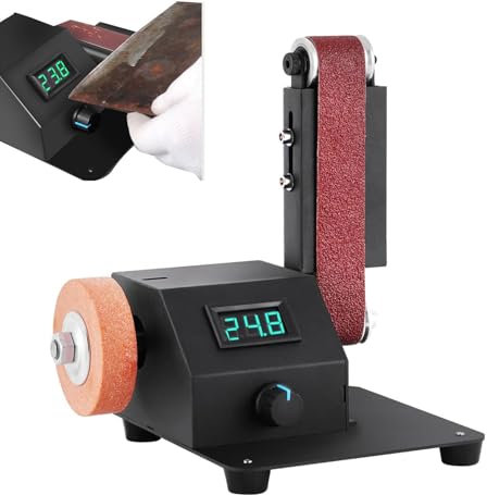 Lijadora de banco pequeña, lijadora de banco, lijadora de banco hecha a mano, 350 W con 10 bandas de lijado, lijadora de mesa de alta velocidad para metal, carpintería