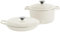 Argon Tableware 2.3L/4.68L Shallow Cast Iron Casserole Dish Set with Self-Basting Lids - Pebble Gloss - 2pc Induction Hob Cooking Dutch Oven Bread Baking Serving Roasting Stew Stock Pot Cookware Pan