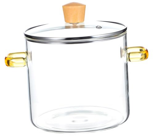 GANAZONO Casserole Verre Transparent Avec Couvercle Marmite à Mijoter Et Soupe à Poignées Doubles Compatible Induction Idéale Pour Cuisine Maison Et Professionnelle