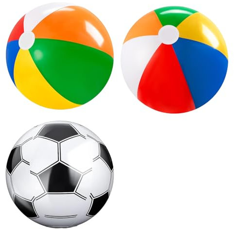 KSVFTB Beach Ball, 3-Piece Inflatable Beach Balls Set, Includes Beach Football and Colorful Beach Balls Inflatable, 30cm and 27cm Diameter, Perfect for Beach Vacation, Pool Party, and Water Sports