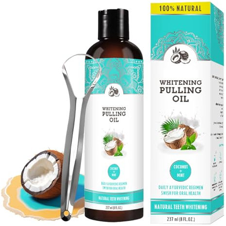 100ml Kokosnussöl Mundziehöl mit Zungenschaber,Für tägliche Zahnreinigung