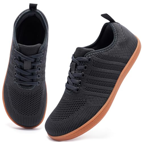 Barefoot Shoes Womens Trainers Wide Fit Running Sneakers Black UK 6.5