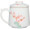 GEK208130 Moderno Taza de cerámica blanca, taza pintada a mano, taza de té de gran capacidad de 375ML con tapa y pantalla de filtro Vajilla