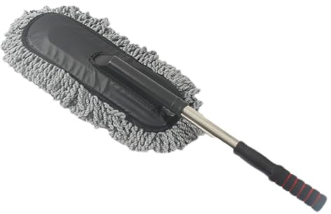 Wisylizv Brosse de nettoyage de voiture – Plumeau de voiture avec poignée rétractable de 90 cm | Plumeau lavable en acier inoxydable pour nettoyage | Utilisation intérieure | Tête en microfibre douce