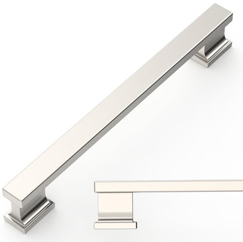 Amerdeco 6 Pack Brushed Nickel Cabinet Pulls 6.3 Inch 160mm Zinc Alloy | Smooth Feel, Vintage-Inspired Design, Screws Included, Kitchen Cabinet Hardware, for Cupboards, Drawers and Dressers