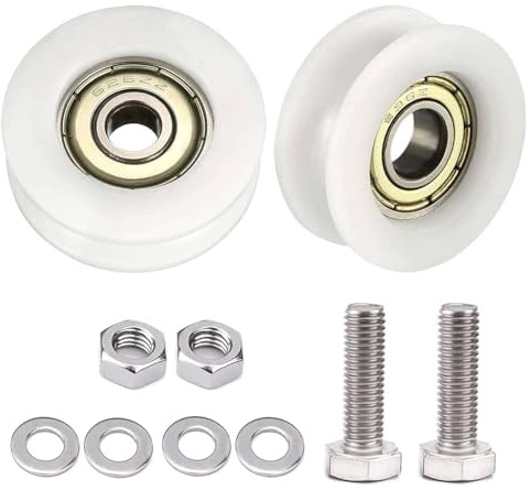 30mm Greenhouse Sliding Door Roller Kit, Replacement Nylon Wheels with Stainless Steel Screws & Spacers for Garden Glass and Shower Enclosures