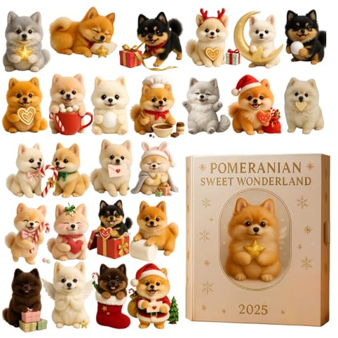 Hundeliebhaber Weihnachts-Adventskalender 2D Acryl Dekoration 24 Tage