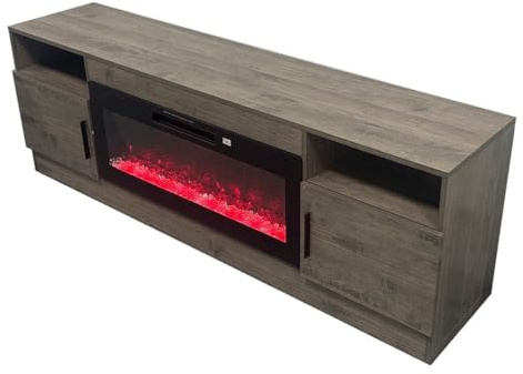 BNUTFRDD Repisa de Chimenea Decorativa for Sala Estar, Mueble TV Moderno Apto for televisores Menos 80 Pulgadas, con armarios Almacenamiento Integrados Mueble para TV con Chimenea