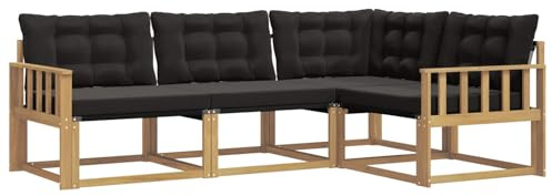 vidaXL Outdoor-Sofagarnitur mit Kissen 4 pcs Weiß und Schwarz, Garten Loungeset, modernes Outdoor Sofa, langlebige Möbel, stylische Terassen-Sitzgelegenheiten, ideal zum Entspannen