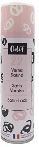 Odif - Vernis Satiné 22 - Vernis Transparent pour Loisirs Créatifs, Finition Satinée - Résistant aux Rayures, Haut Pouvoir Protecteur - Tout Support - Spray de 250 ml