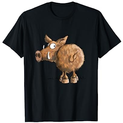 Witziges Wildschwein Keiler Comic Jagd Waldtiere Jäger T-Shirt