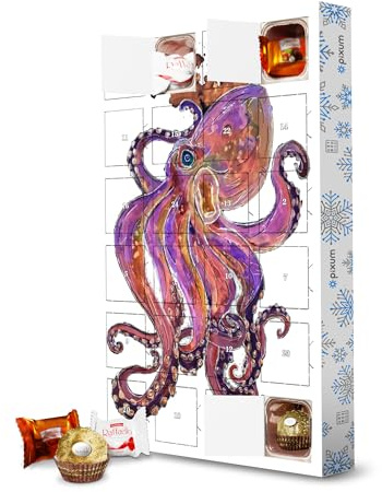 Adventskalender mit Pralinen von Ferrero Purple Octopus artboxONE Adventskalender Tiere