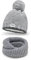 PaMaMi Comfy Nomad Winter Set Mütze und Strick Schal für Mädchen I Hellgrau I Strickmütze Beanie mit Fellbommel und Fleece Gefüttert I Stylish Loop Schlauchschal I 3-7 Jahre Alt