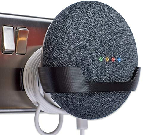 P3D-Lab Power Plug Wall Mount Bracket for Google Home Mini - Full, Black - 3 Years Warranty - Made in UK