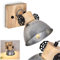 Wandleuchte Orny, verstellbare Wandlampe aus Metall/Holz in Zink/Braun, 1-flammig, 1 x E27 Fassung, Wandspot im Retro/Vintage Design, ohne Leuchtmittel