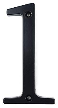 HASWARE Plaque de numéro de maison 4 pouces (10 cm) Numéros de porte modernes Plaque de signalisation Numéros d'adresse de la maison en alliage de zinc (1, Noir)