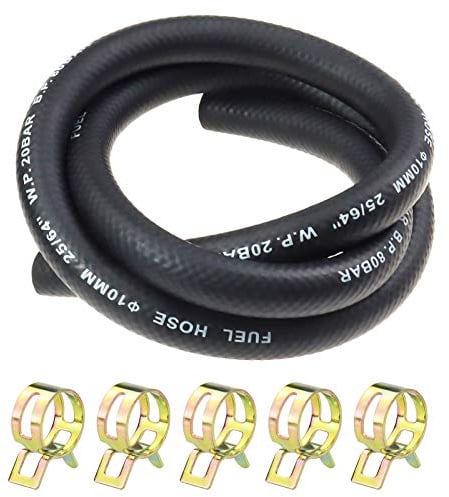 Laixin 25/64” Zoll Ø 10 mm Kraftstoffgasleitung Kit 1 Meter Benzinschlauch mit 5 Stücke Schlauchschellen für Boot Marine Gas Diesel Benzin